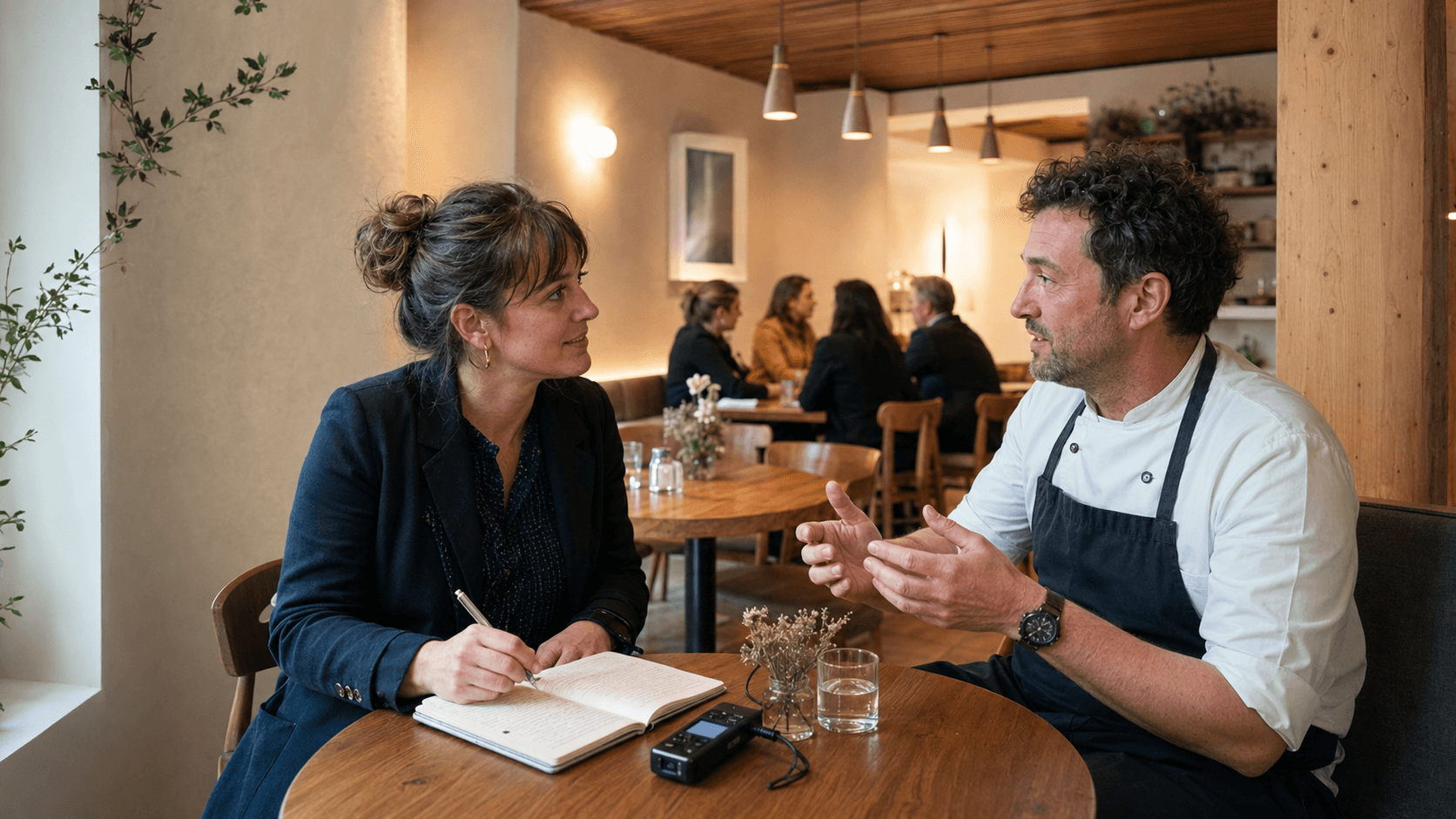 Editorial conversation in a hospitality setting